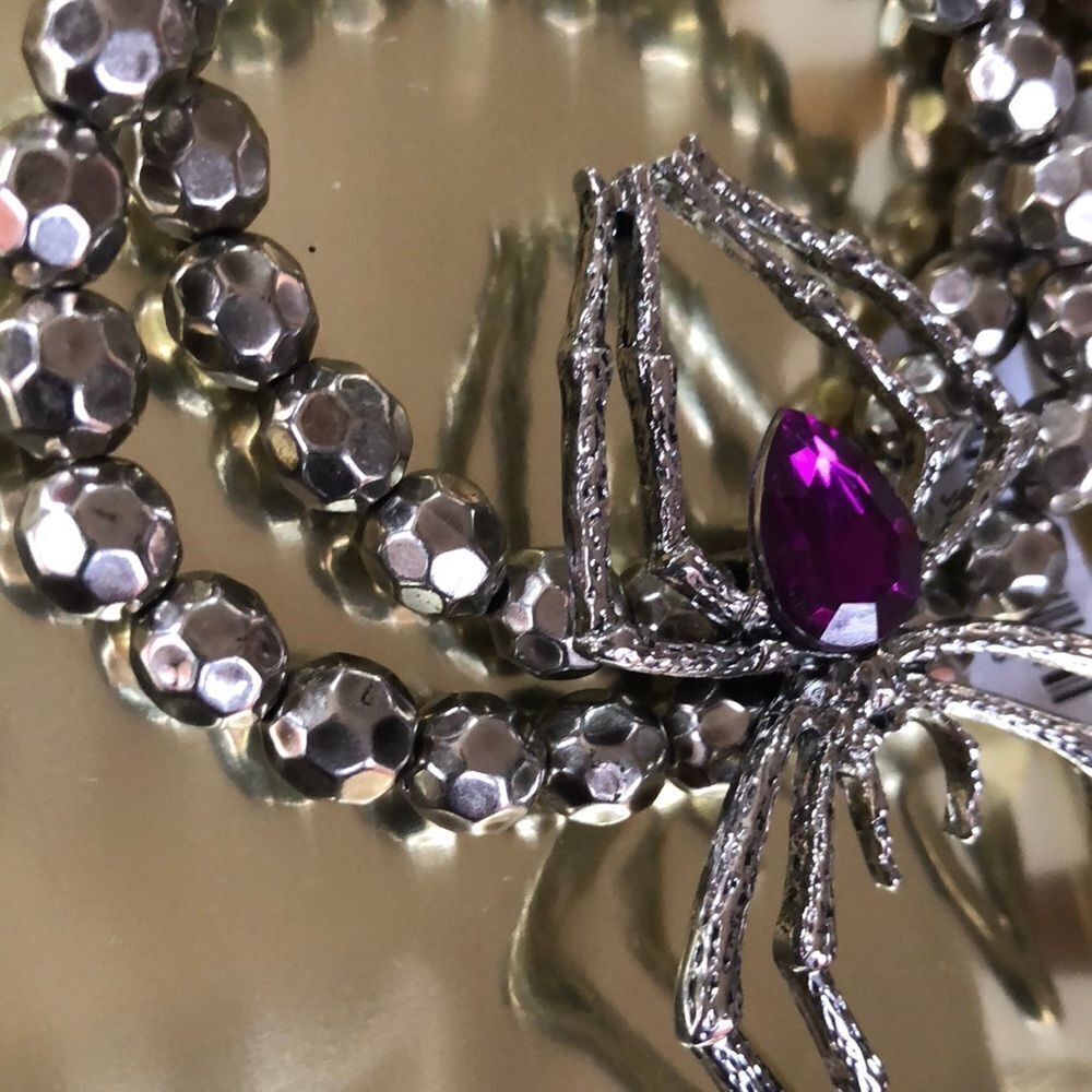 VINTAGE SPIDER Goth Stretch Bracelet purple crystal NEW - Picture 6 of 6